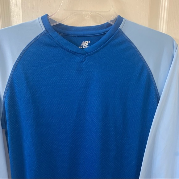 New Balance Running Top Blue Colour Block Long Sleeve Performance Gym Women’s L - Picture 3 of 10